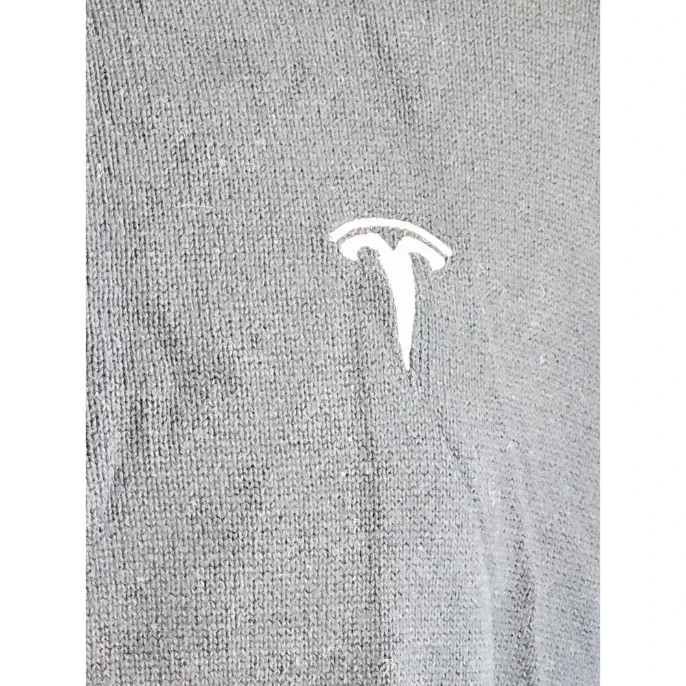 Tesla 1/4 Zip Sweater Pullover Long Sleeve Mens Large Black Cotton Blend Auto